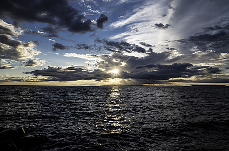 Sun behind the clouds over Lake Michigan at Peninsula State Park, Wisconsin thumbnail
