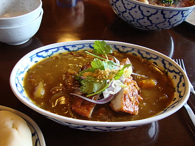 soup dish in blue and white bowl thumbnail