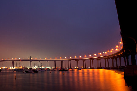 lighted bridge at night thumbnail