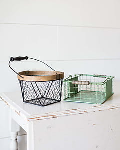 closeup photo of green and black baskets thumbnail