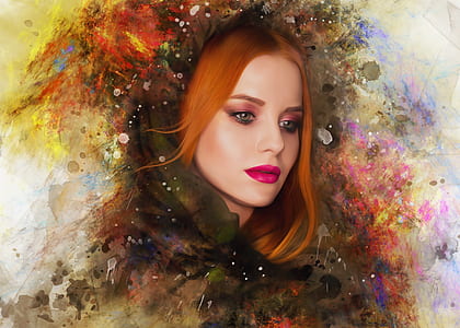 orange haired woman's portrait thumbnail