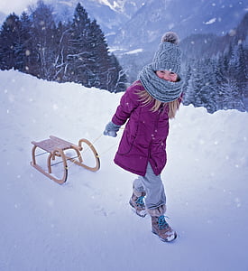 beige wooden snow sled thumbnail