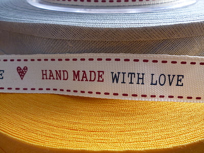 white Hand made with love strap thumbnail