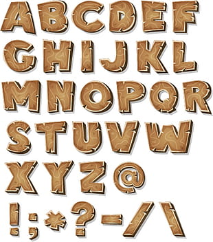Wood texture alphabet with sign vector ai file