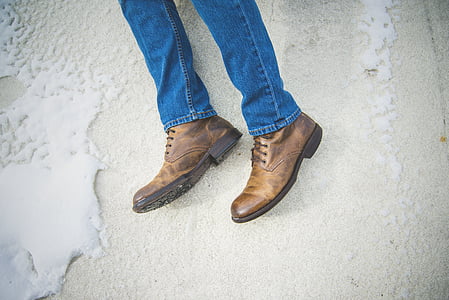 person wearing brown leather shoes thumbnail