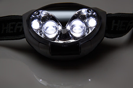 gray framed headlamp on white surface thumbnail