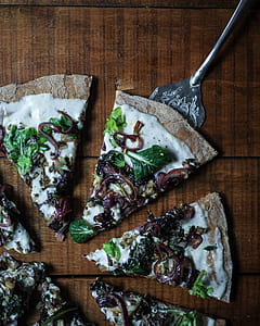 pie with vegetables on brown wooden surface thumbnail