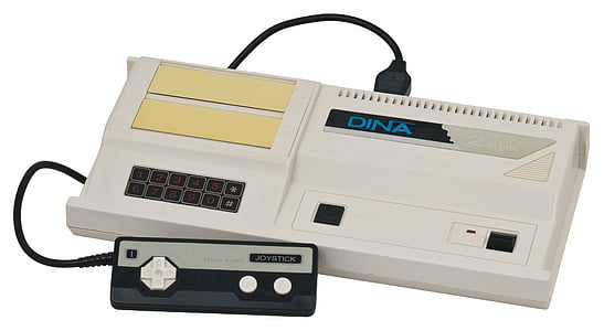 white DINA entertainment console with controller thumbnail