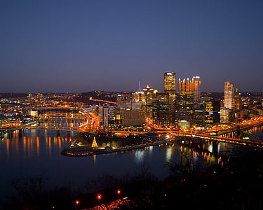 aerial photo of city during night time thumbnail