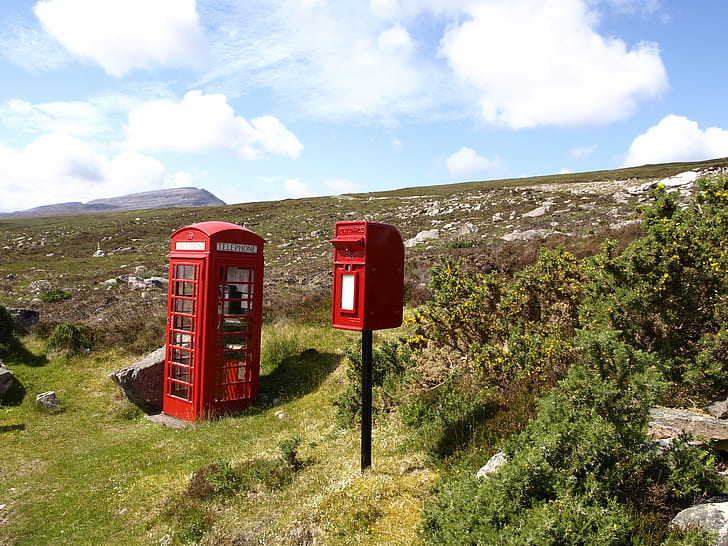 telephone booth near hills