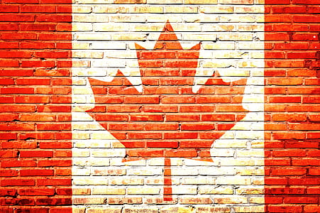 Canada flag painted brick wall thumbnail
