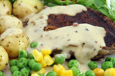 grilled meat and green peas thumbnail