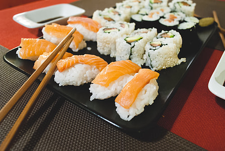 Homemade sushi salmon nigiri thumbnail