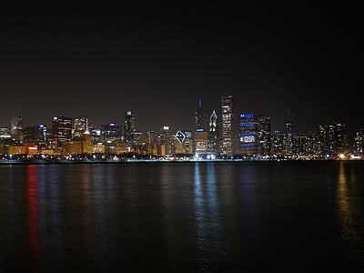 city lights across body of water during night time thumbnail