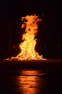fire on floor during nighttime thumbnail