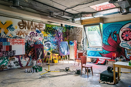 assorted color wall murals inside house thumbnail