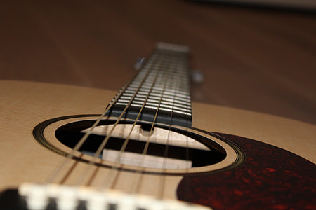 beige and black acoustic guitar thumbnail