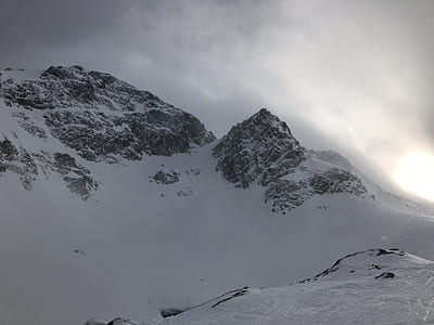 icy mountain under cumulus nimbus clouds thumbnail