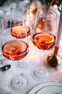 Rose wine glass on christmas table thumbnail