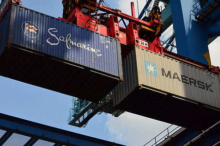 two gray and blue intermodal containers thumbnail