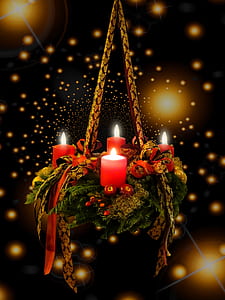 photo of red and green Christmas pendant lamp thumbnail