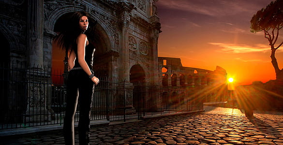 woman running beside concrete arch during golden hour thumbnail