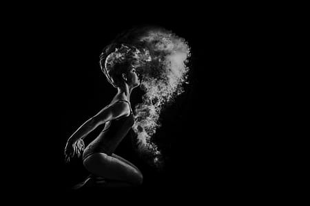 ballet dancer and powder, woman throwing smoke in front of her thumbnail