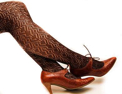 woman sitting wearing brown stockings thumbnail
