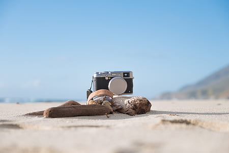 gray and black DSLR camera on driftwood thumbnail
