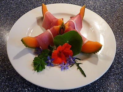 cold cuts on white ceramic plate thumbnail