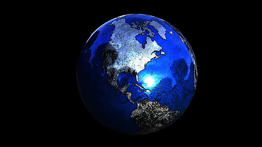 blue and silver Earth model 3D digital illustration thumbnail