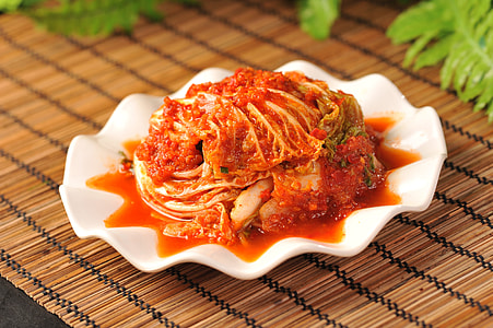 kimchi on white ceramic plate thumbnail
