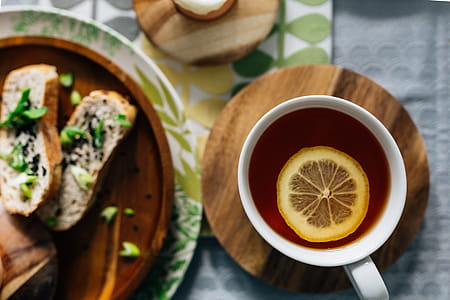 Breakfast served with tea, bread and eggs thumbnail