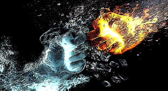 blue and orange fists illustration thumbnail