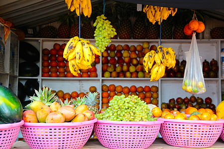 assorted-varieties of fruits at the market thumbnail