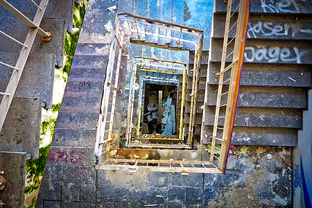 high angle photography of brown and black stair thumbnail