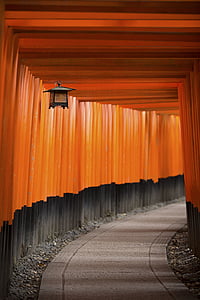 pathway surrounded bay orange post with lantern thumbnail
