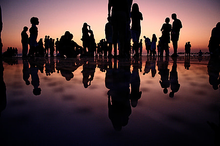 silhouette of people standing during golden hour thumbnail