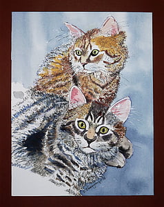 two orange and brown tabby cats painting thumbnail