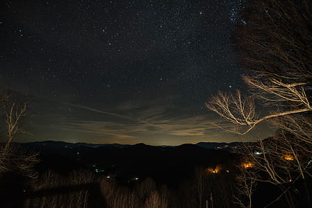 mountain ranges during nighttime thumbnail