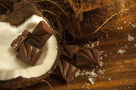 brown chocolate bars on white coconut shell thumbnail