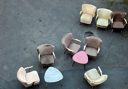 high-angle photography of armchairs and tables thumbnail