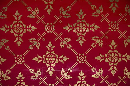red and yellow floral textile thumbnail