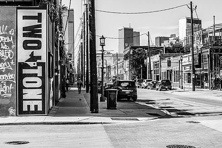 grayscale photograph of street thumbnail