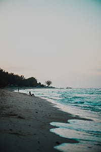 person sitting on shore in front of body of water thumbnail