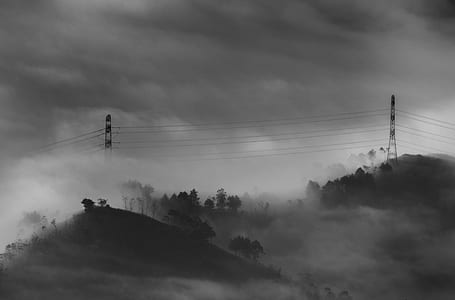 grayscale photography of foggy mountain thumbnail