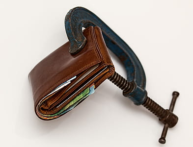 brown leather wallet clamp in C-clamp thumbnail