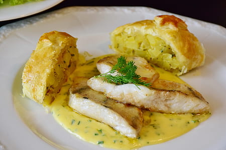 cooked food on white plate thumbnail