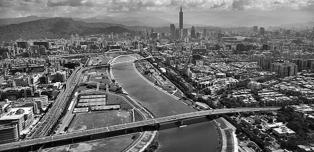 Gray Scale Aerial Photo of City thumbnail