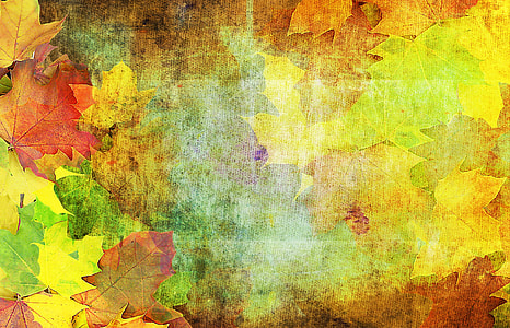 yellow,brown and green leaves abstract painting thumbnail
